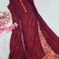864011 Juliet Brand Designer Straight Kurti with Sleaves Inside - Maroon