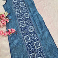 864010 Divyanshi Brand Designer Straight Kurti with Sleaves Inside - Blue