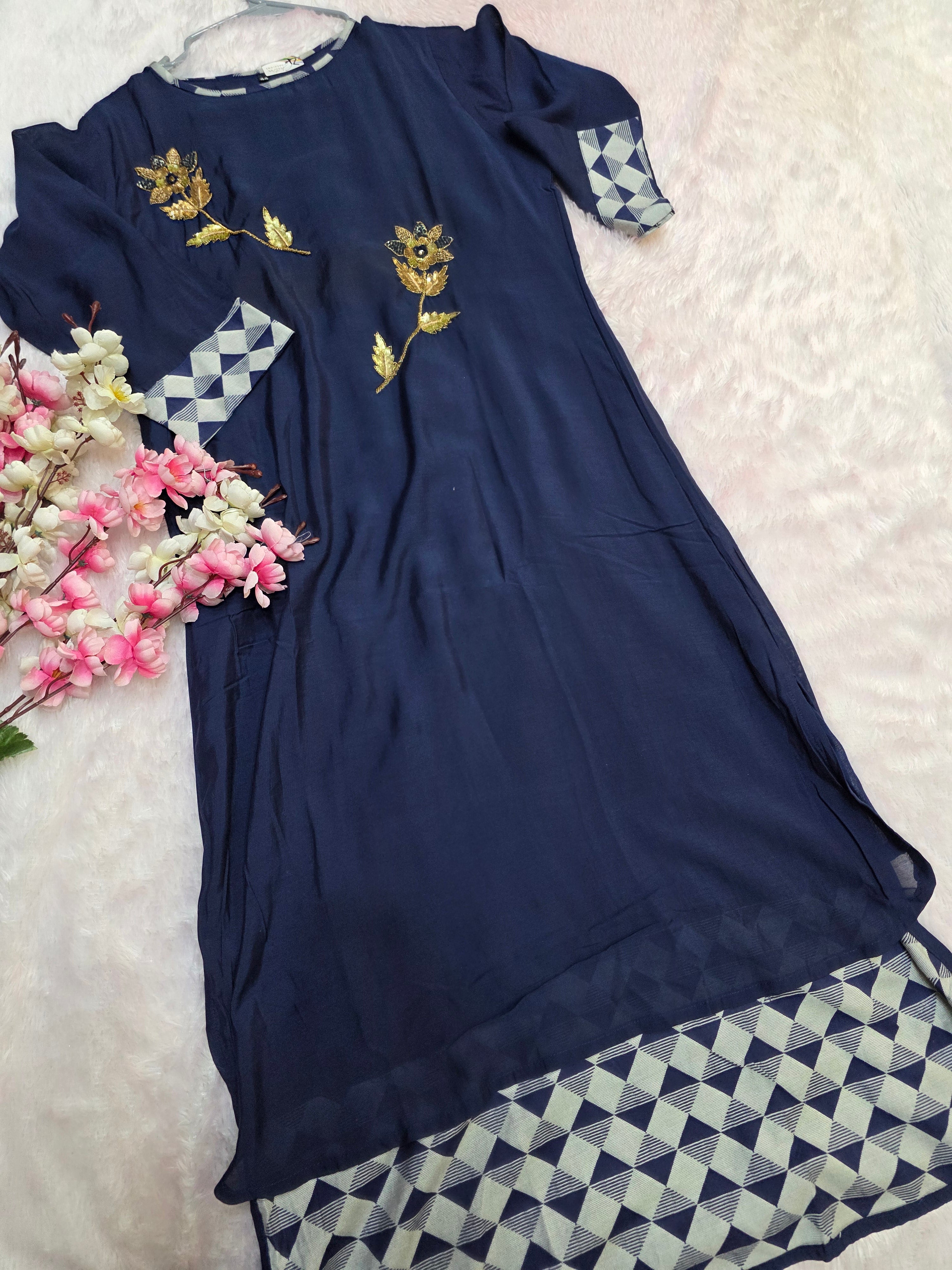 867012 Designer Straight Heavy Kurti With Hand Work
