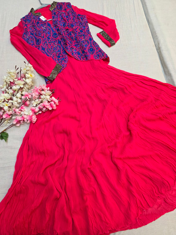 कॉटन रेयॉन अनारकली बंधनी प्रिंटेड कुर्ती 