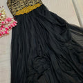 869002 Designer Georgette and Net Party Wear Black Gown