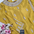893001 Pure Chinon Silk Kurti With Sharara Having Beautiful Gotapatti Hand Work
