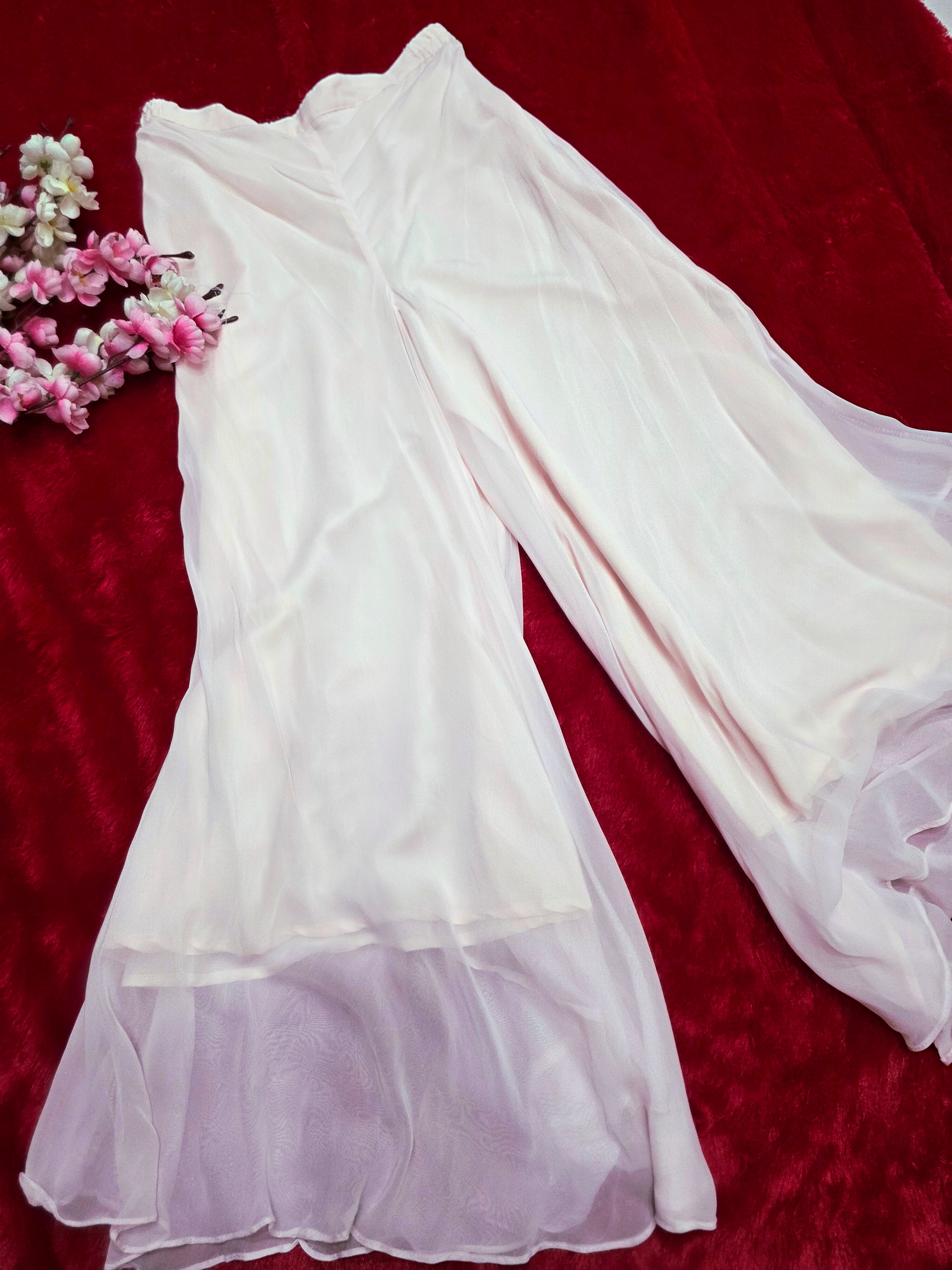 893010 Designer Pure Georgette Crepe Silk Peplum with Palazzo