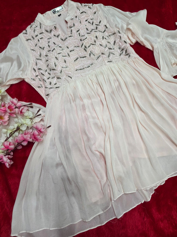 893014 Designer Pure Crepe Silk Peplum with Palazzo