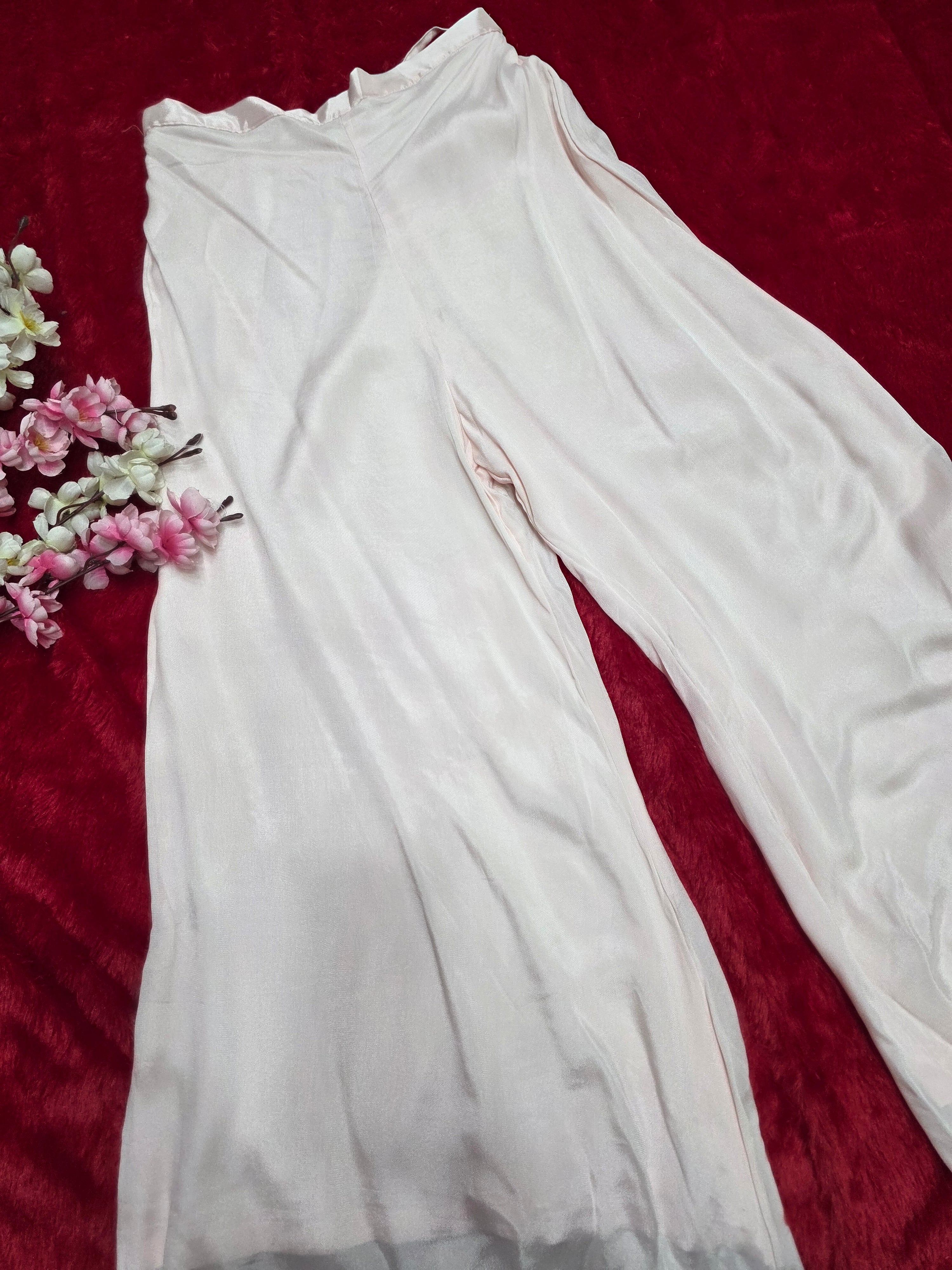 893014 Designer Pure Crepe Silk Peplum with Palazzo