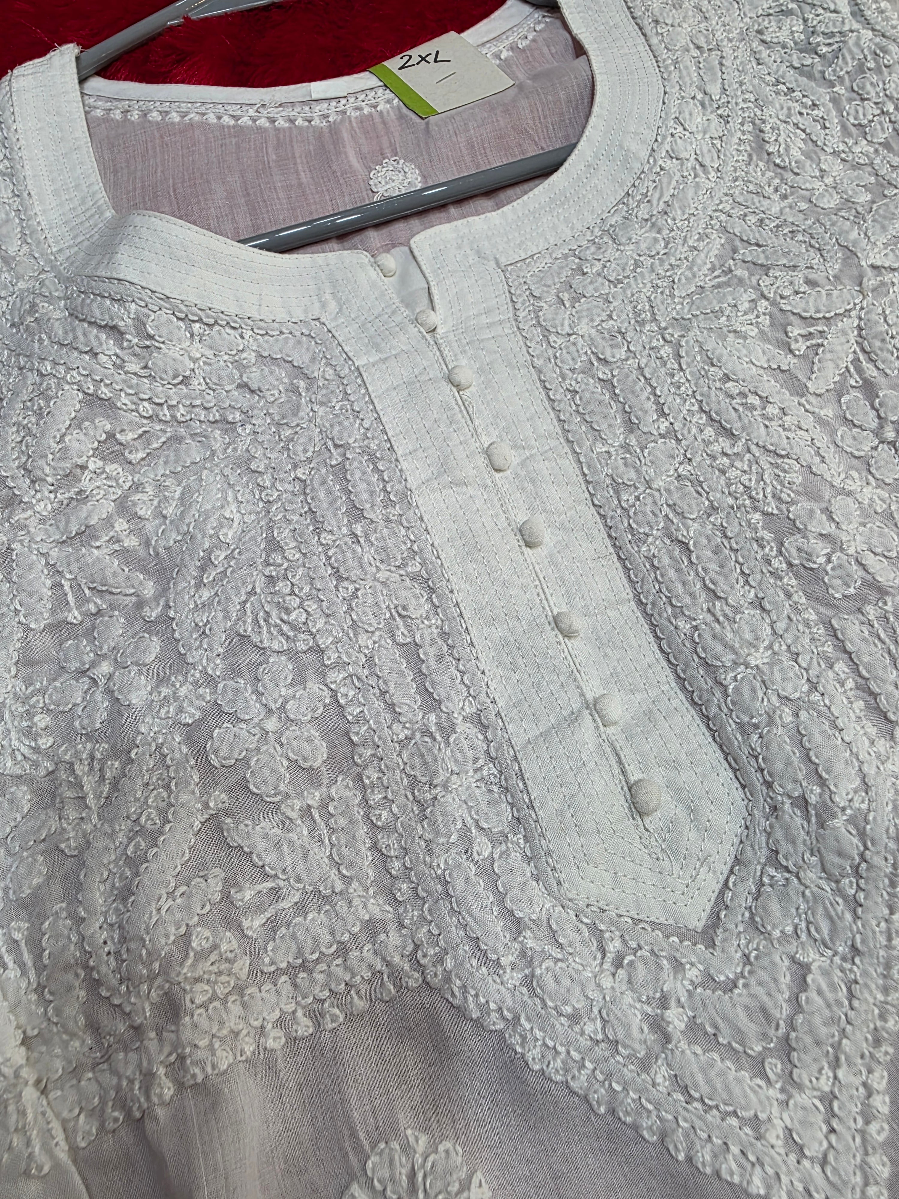 897001 Original Chikankari Pure Cotton Straight Kurti