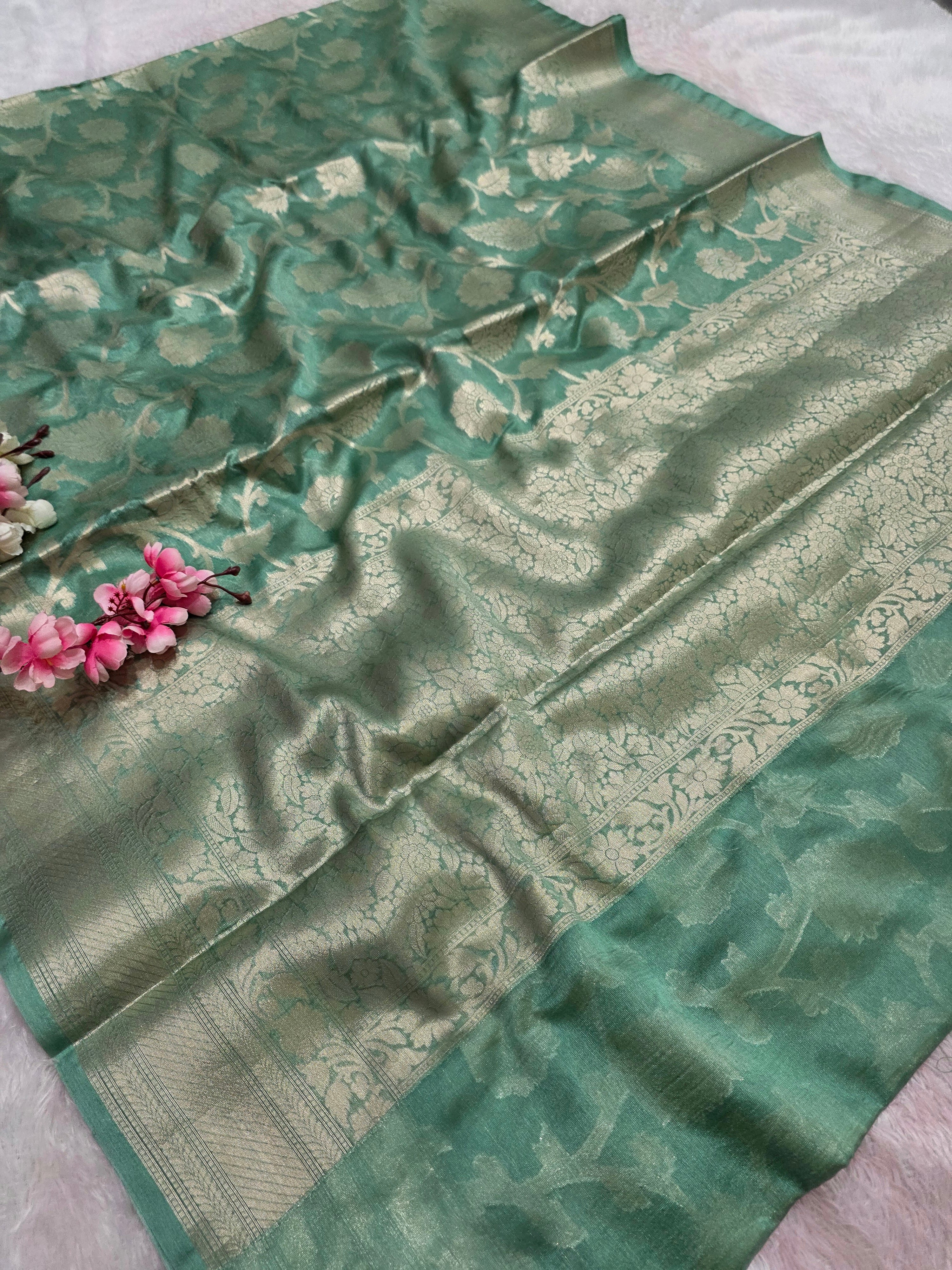 901003 Original Bagh Silk Zari Weaving Light Green Saree