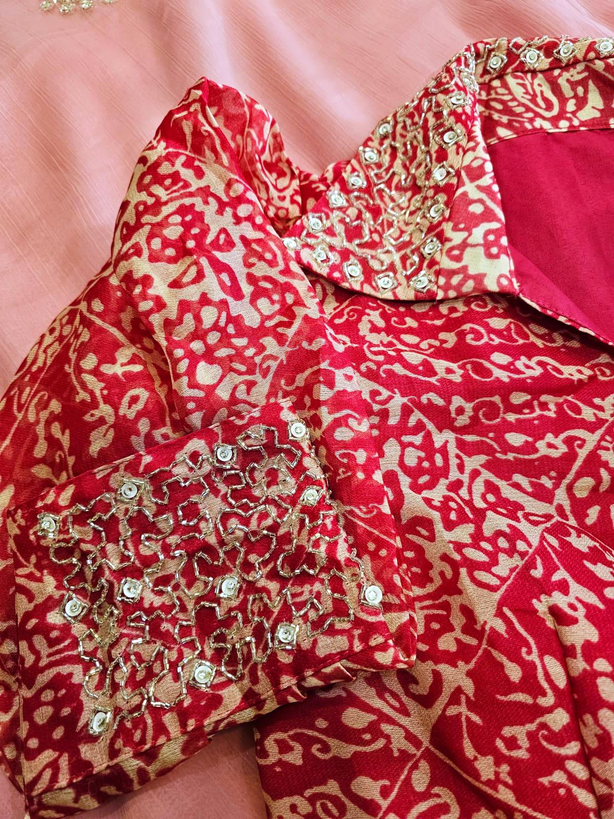 712003 Designer Chiffon Saree With Heavy Designer Stitched Blouse