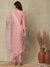 Solid Mirror & Cutdana Embroidered Kurta With Pants & Embroidered Dupatta - Pink