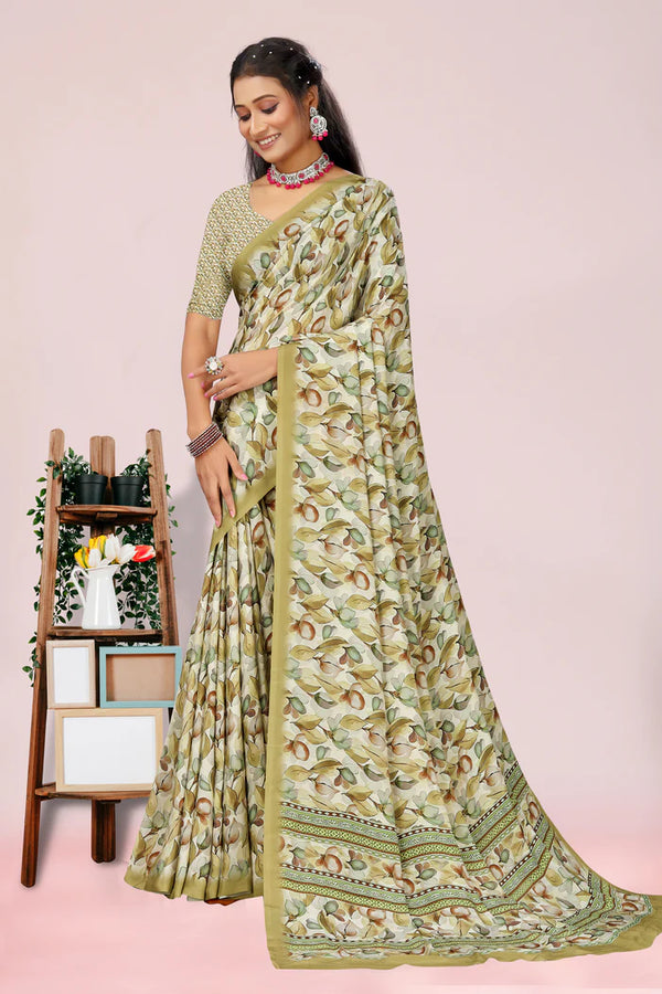 904003 Royal Feel Digital Print Soft Italian Crepe Silk Saree