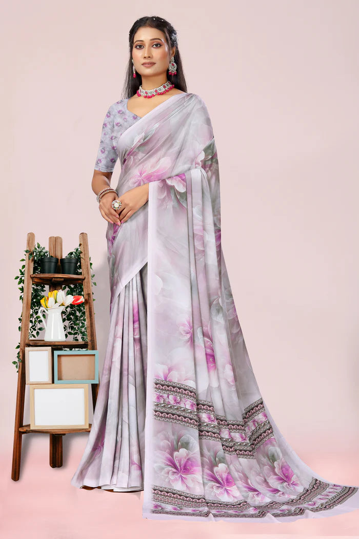 904007 Royal Feel Digital Print Soft Italian Crepe Silk Saree