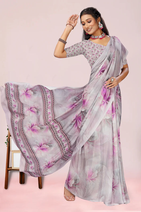 904007 Royal Feel Digital Print Soft Italian Crepe Silk Saree