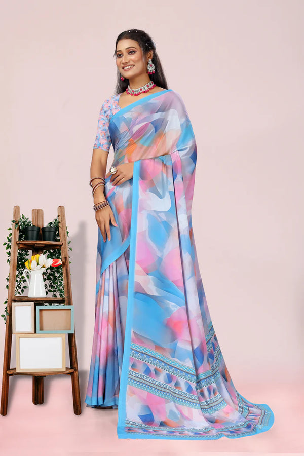 904004 Royal Feel Digital Print Soft Italian Crepe Silk Saree