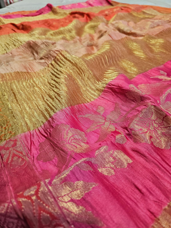 C73002 Pure Banarasi Silk Saree With Zari and Crush Tissue