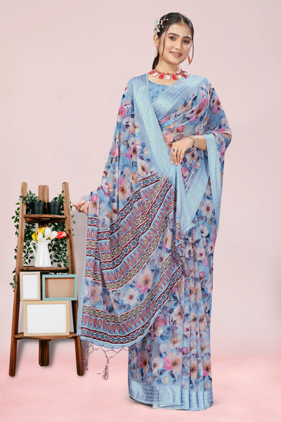 626009 हैवी जॉर्जेट डिजिटल प्रिंट साड़ी