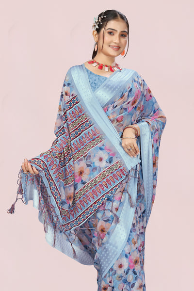 626009 हैवी जॉर्जेट डिजिटल प्रिंट साड़ी