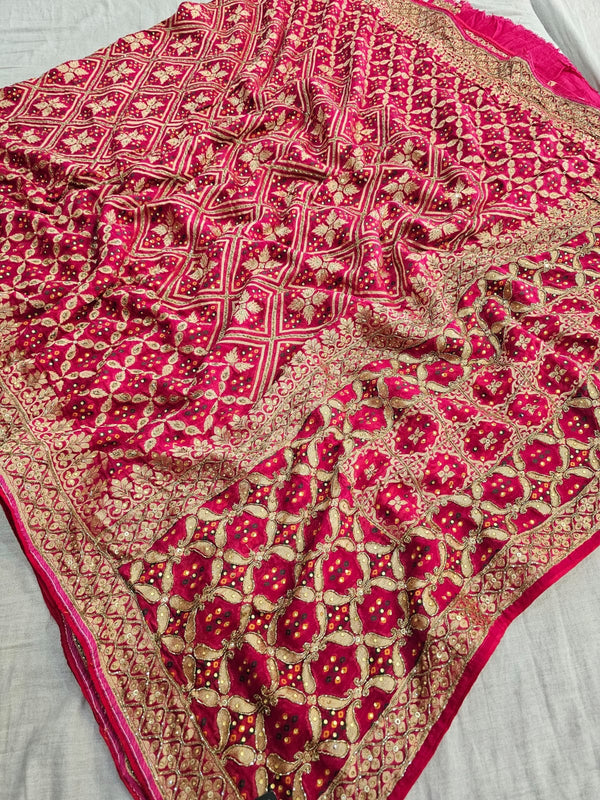 Chitra Special Traditional Rajasthani Bandhani Saree With Cutdana Work 750002