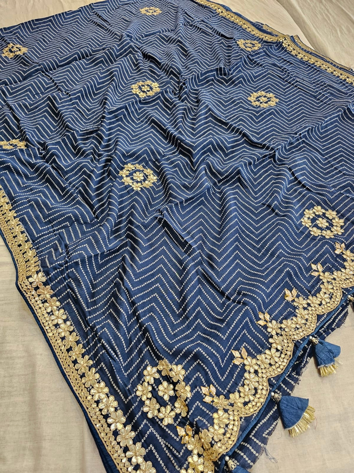 C72007 Premium Bandhani Saree With Hand Gotapatti Work 147005