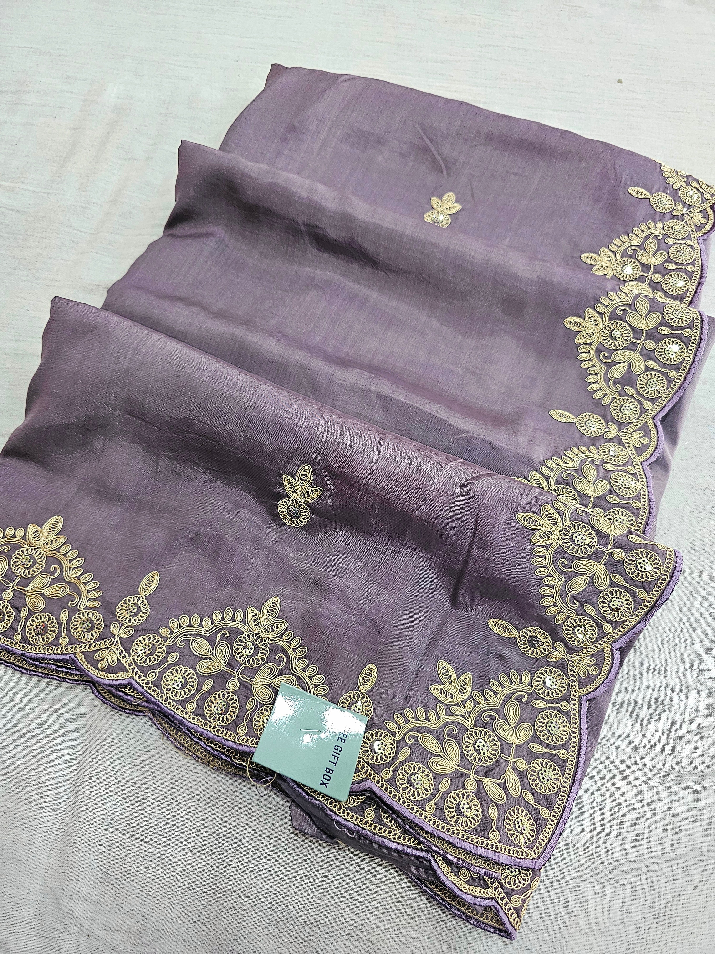 688003 Designer HO Silk Saree With Sequence and Zari Work - Levender