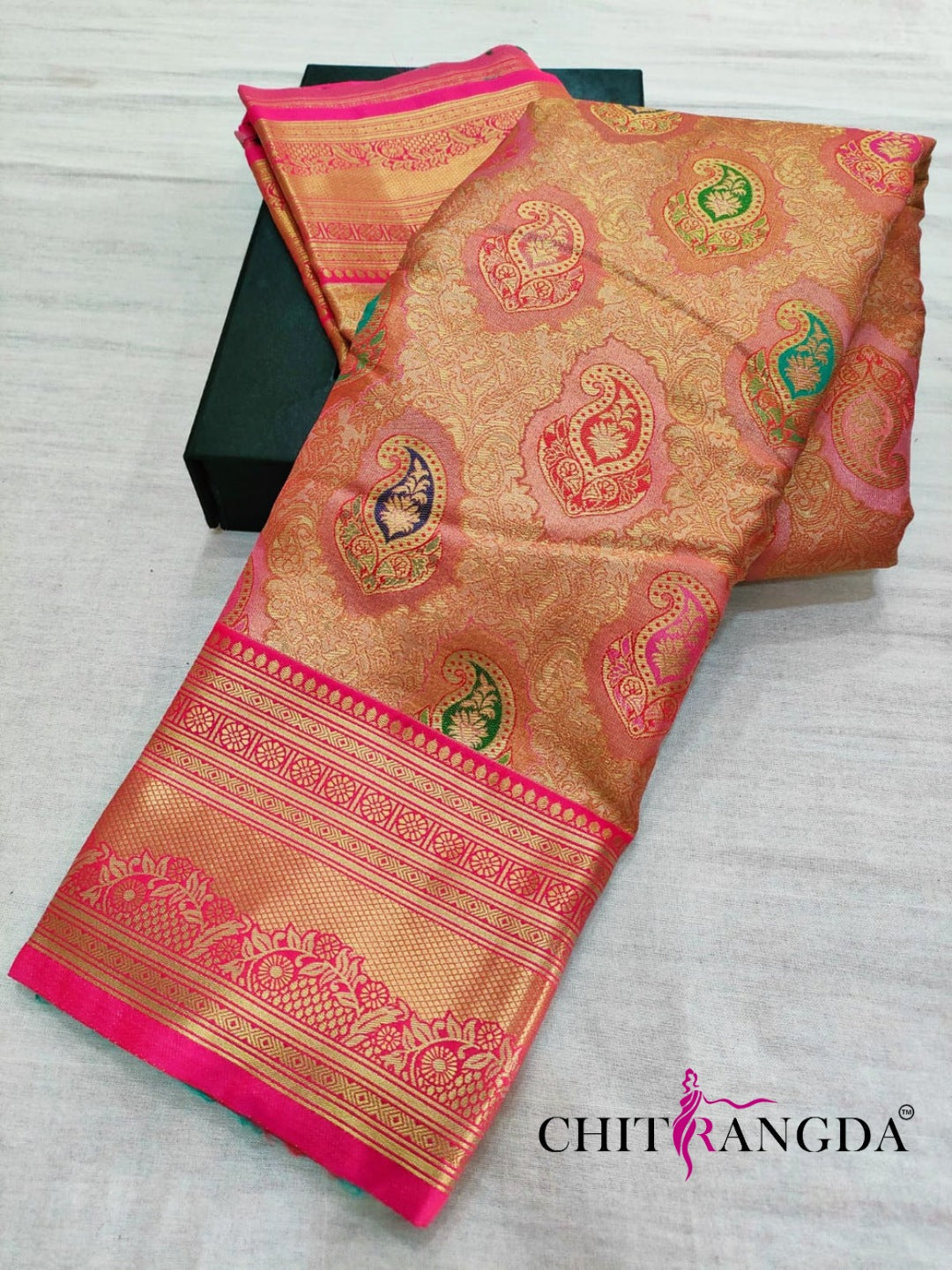 713001 Pure Banarasi Silk Rani Color Saree -