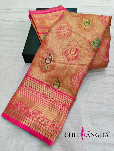 713001 Pure Banarasi Silk Rani Color Saree -