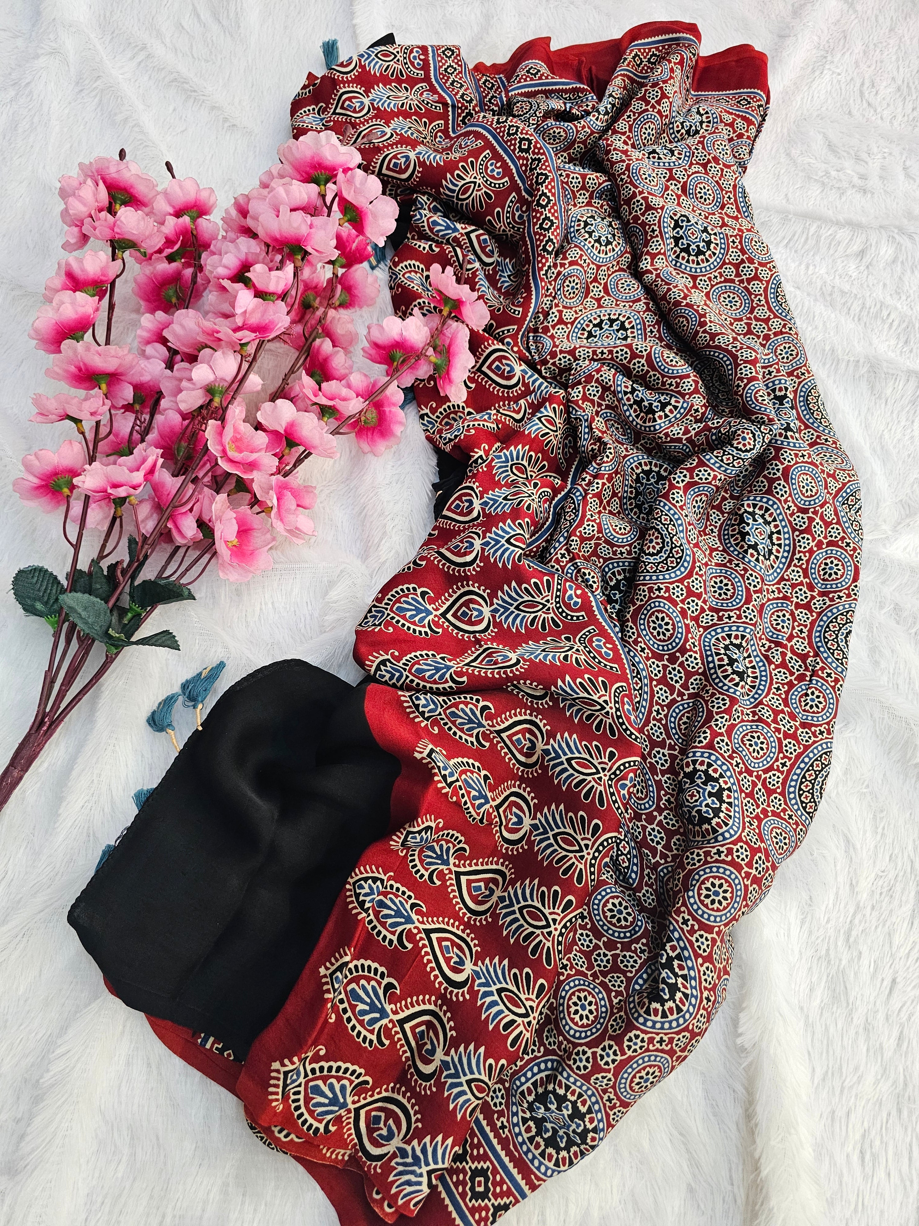 1391 Chitra Special Ajrakh Print Modal Silk Dupatta 1