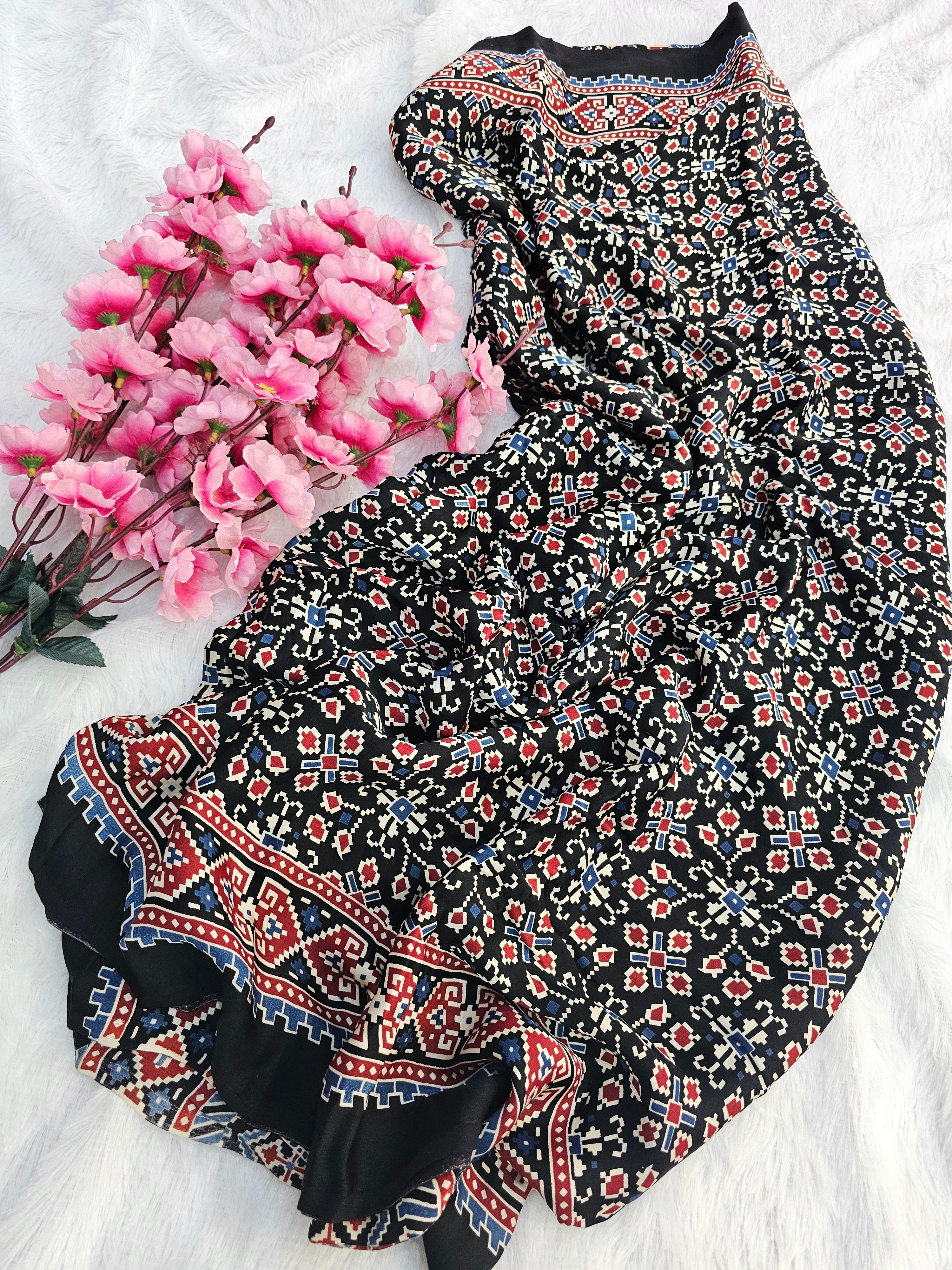 1391 Chitra Special Ajrakh Print Modal Silk Dupatta 4