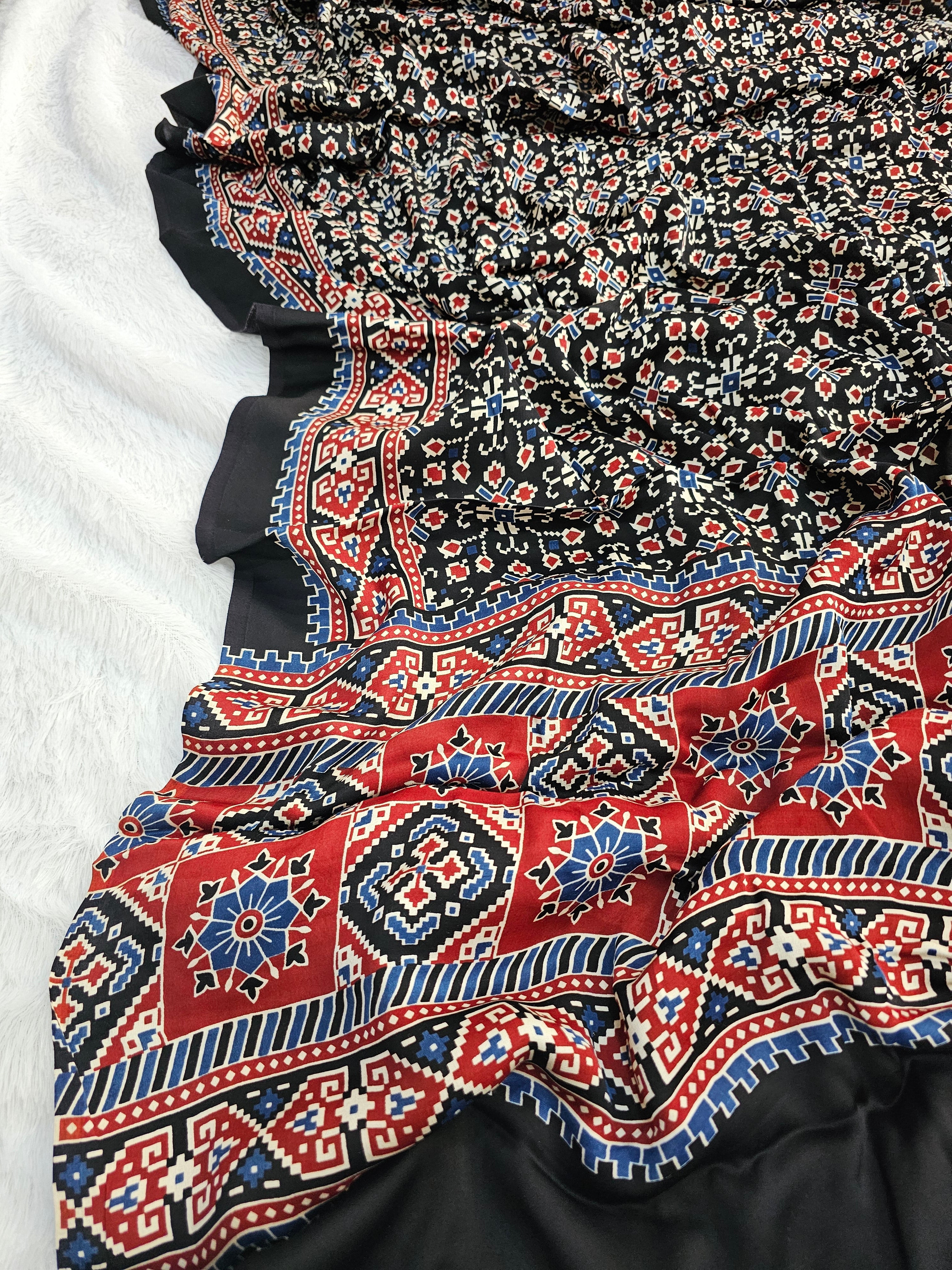 1391 Chitra Special Ajrakh Print Modal Silk Dupatta 4