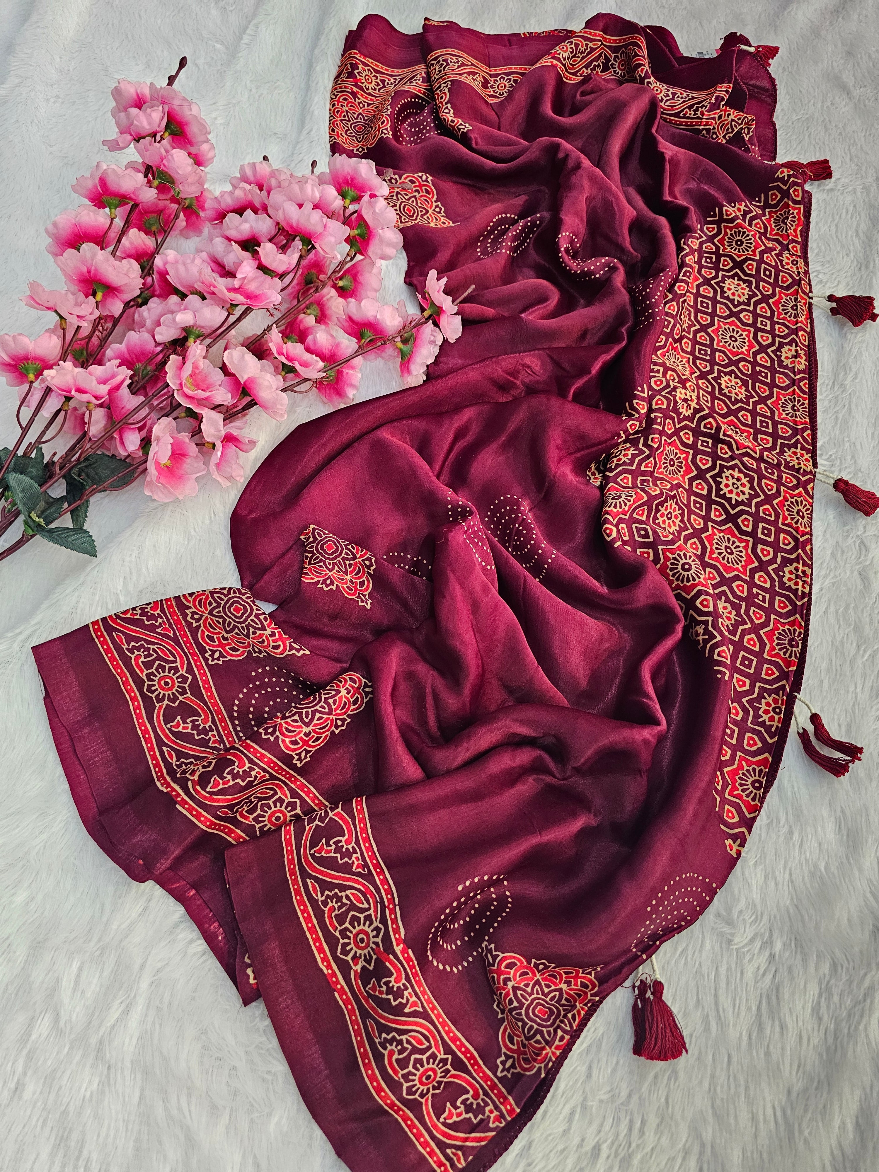1391 Chitra Special Ajrakh Print Modal Silk Dupatta 3
