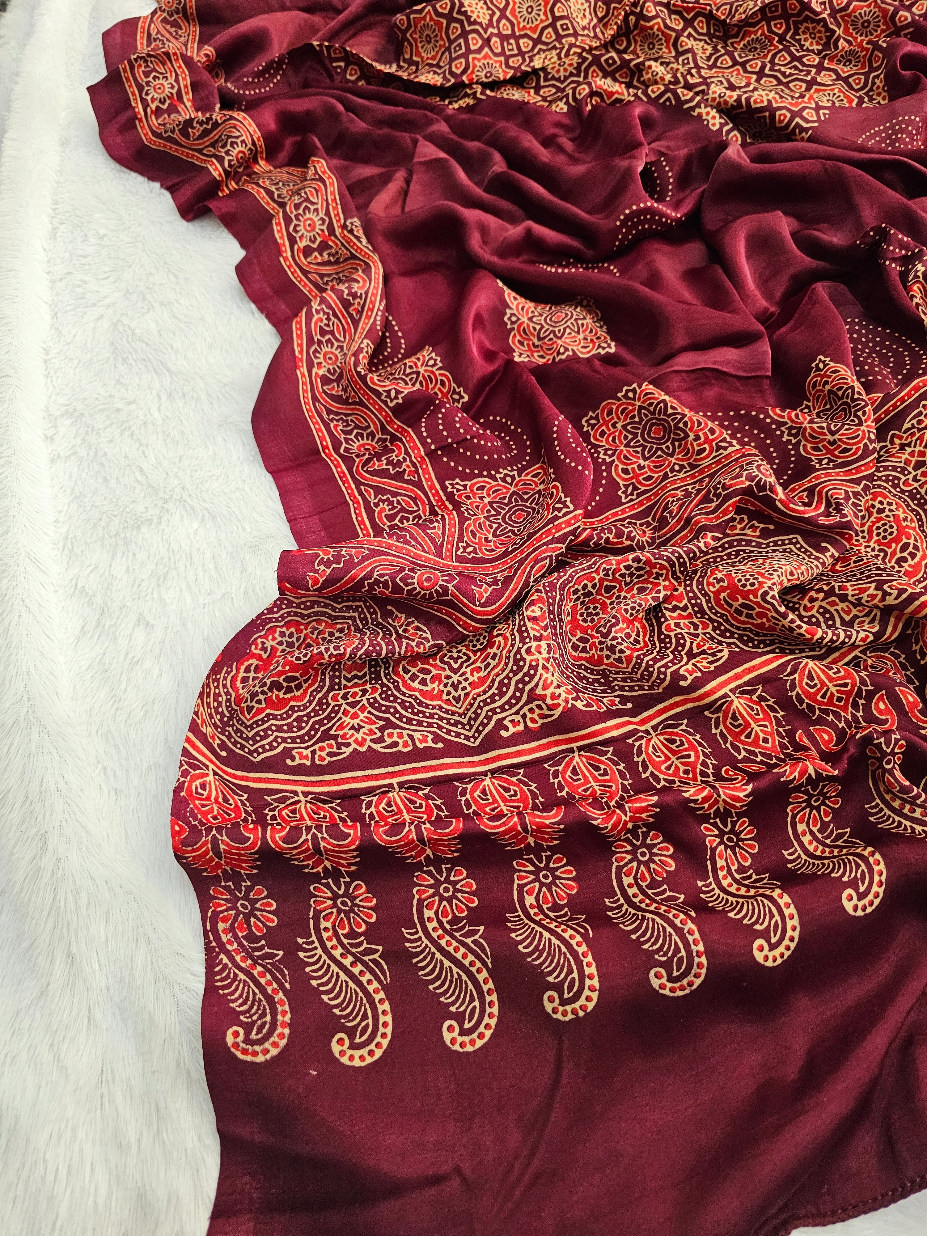 1391 Chitra Special Ajrakh Print Modal Silk Dupatta 3