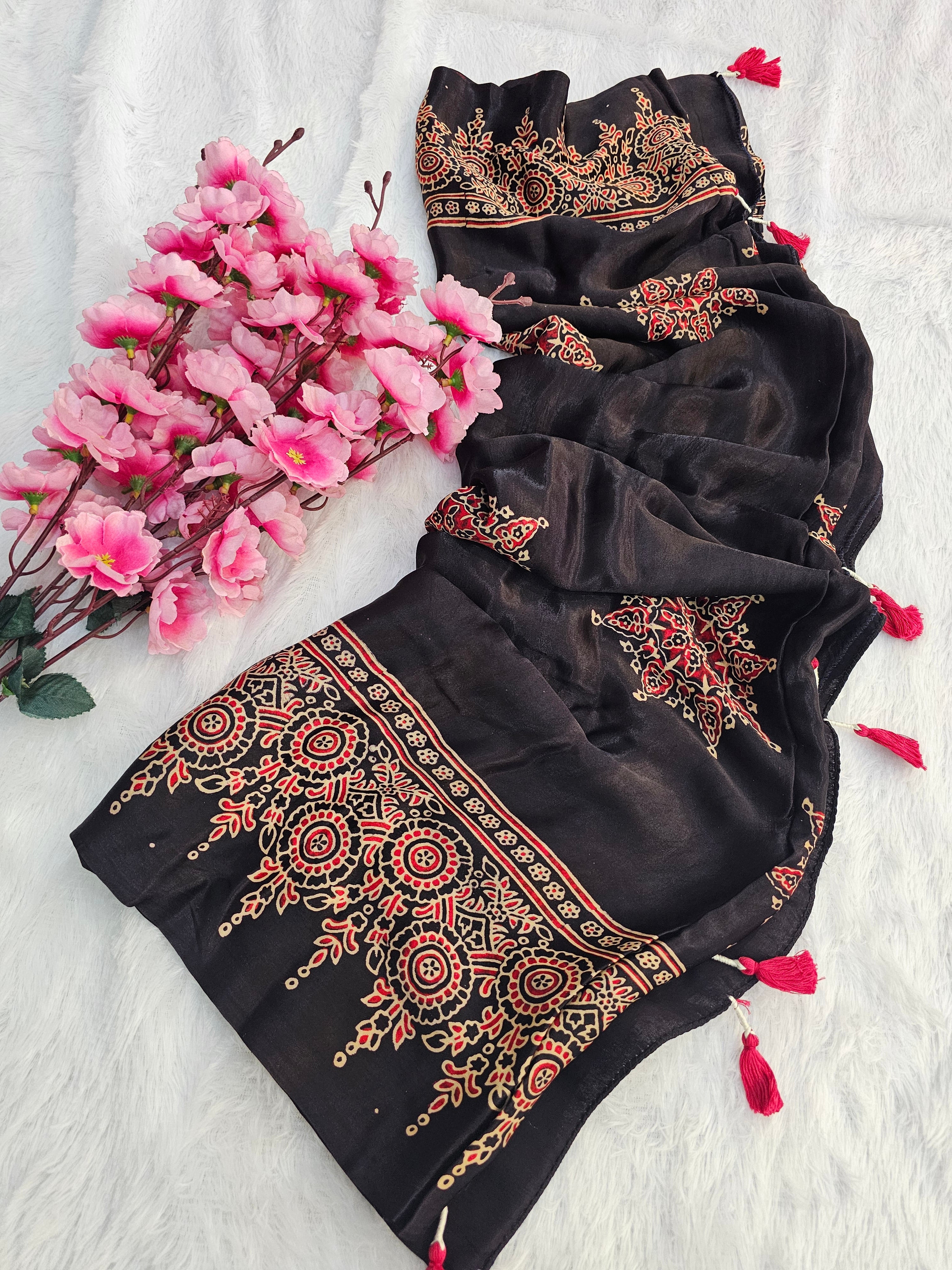 1391 Chitra Special Ajrakh Print Modal Silk Dupatta.