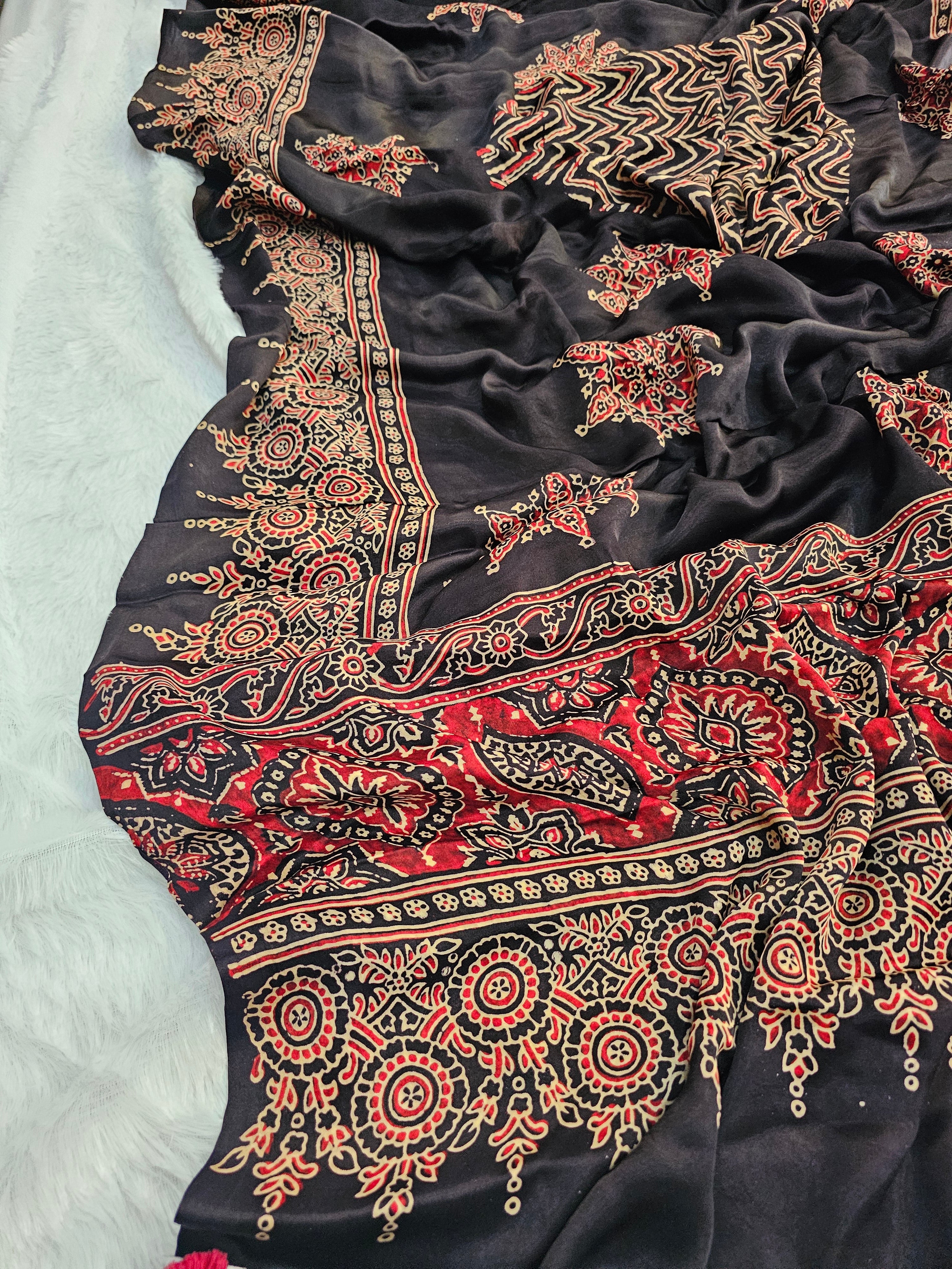 1391 Chitra Special Ajrakh Print Modal Silk Dupatta.