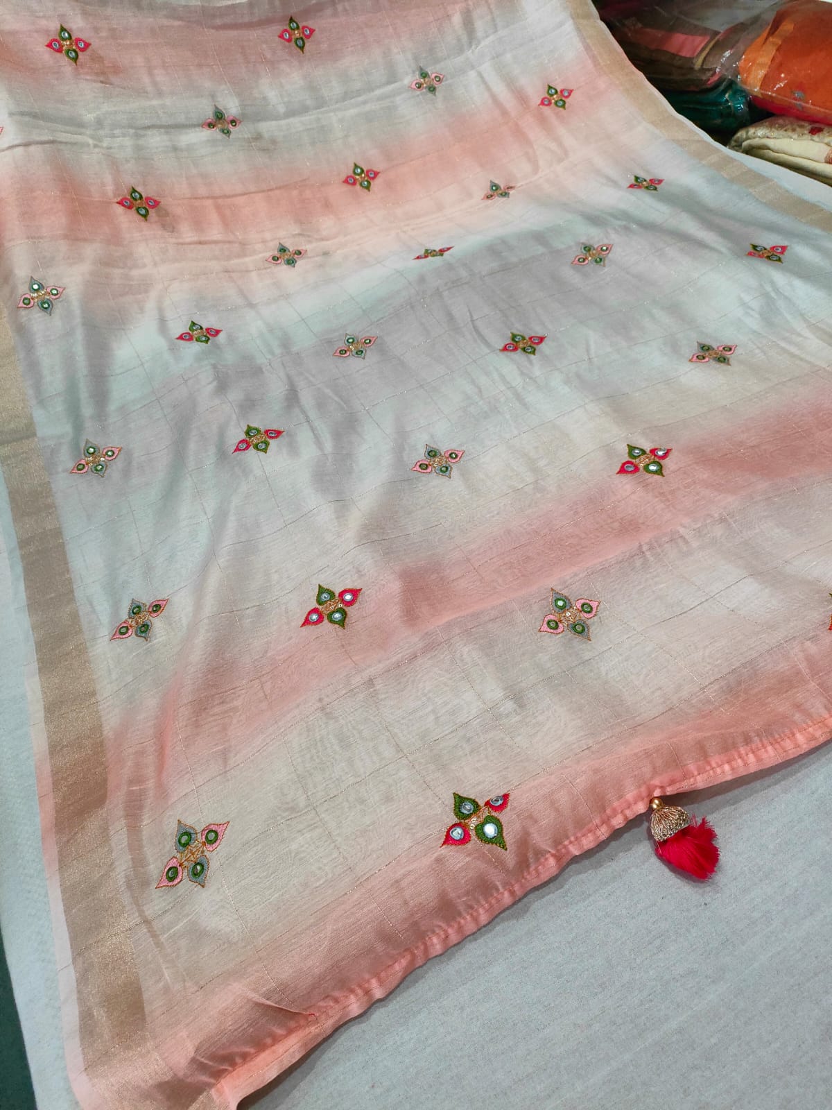 782009 Linen Saree With Zari Border And Work - Sky Blue (292004)
