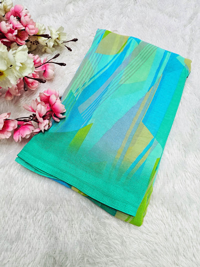 843009 Designer Digital Print Georgette Saree - Sky Blue