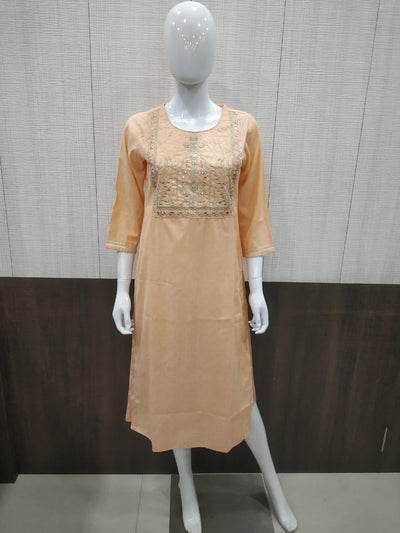 858015 Straight Kurti with zari embroidery 239001 - Peach