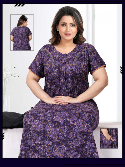 888012 Very Soft And Comfortable Night Gown with One Side Pocket - Blue