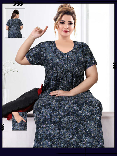 888012 Very Soft And Comfortable Night Gown with One Side Pocket - Black