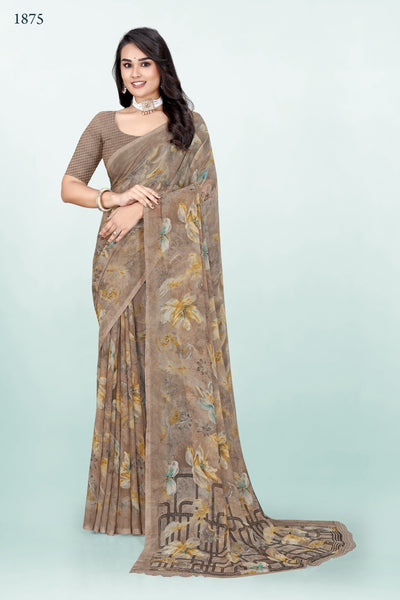 927008 Heavy Georgette Flower Print Saree -