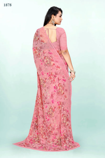 927007 Heavy Georgette Flower Print Saree -