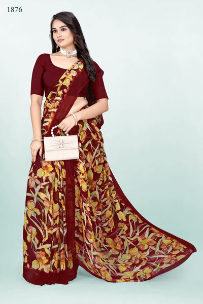 927006 Heavy Georgette Flower Print Saree -