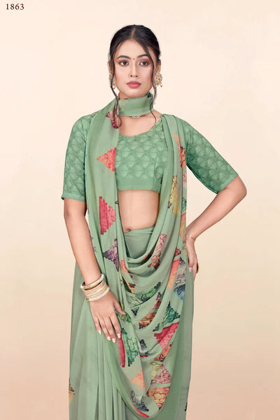 936010 Premium Flower Printed Georgette Crepe Saree