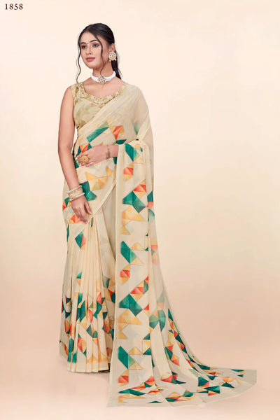 936006 Premium Digital Printed Georgette Crepe Saree