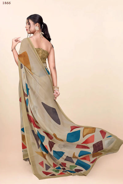 936005 Premium Digital Printed Georgette Crepe Saree