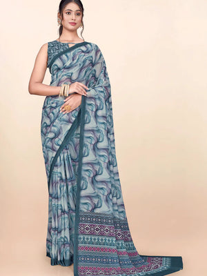 626009 हैवी जॉर्जेट डिजिटल प्रिंट साड़ी