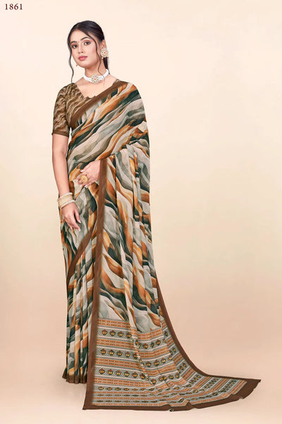 936003 Premium Digital Printed Georgette Crepe Saree