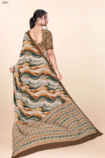 936003 Premium Digital Printed Georgette Crepe Saree