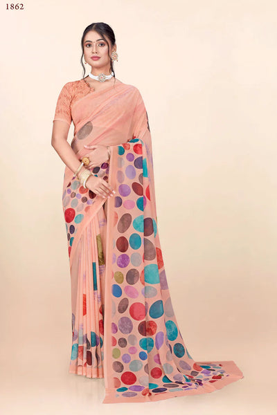 936002 Premium Digital Printed Georgette Crepe Saree