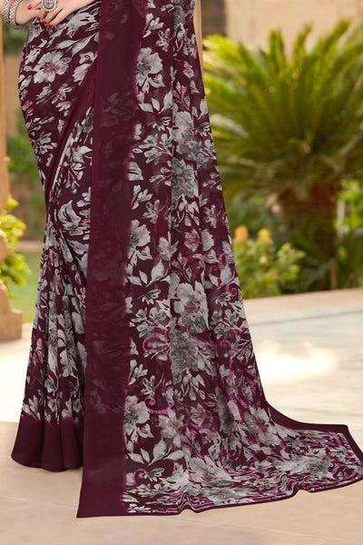 101908 Very Soft Heavy Georgette Flower Print Saree