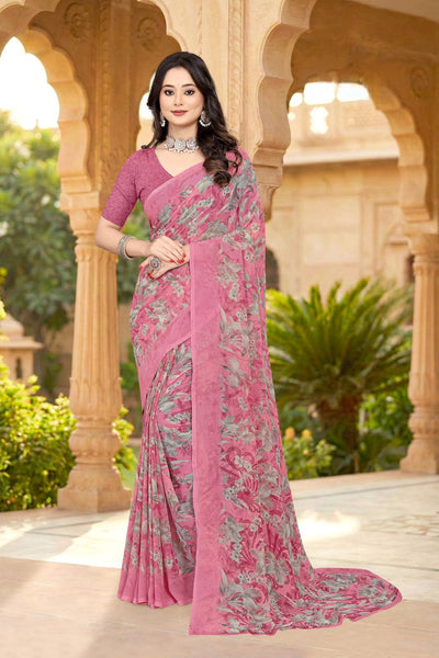 101906 Very Soft Heavy Georgette Flower Print Saree