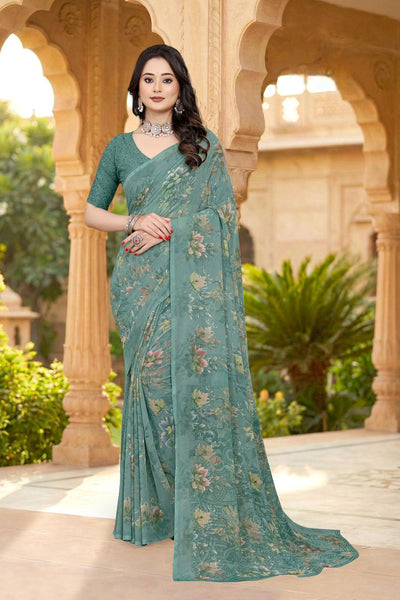 101902 Very Soft Heavy Georgette Flower Print Saree